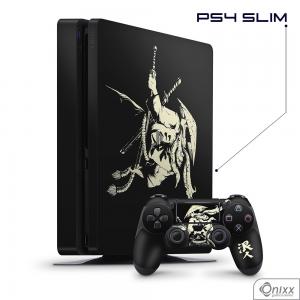 Skin Game Adesiva PS4 SLIM Invincible Samurai Adesivo Vinil Americano 10µ  4x0 Brilho Corte Eletrônico 