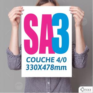 Impressão Couché SA3 | 4/0 Papel Couché Fosco 330X478mm 4/0 / impressão Offset Digital  Padrão 