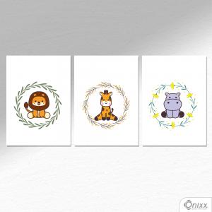 Kit De Placas Decorativas Animals A4 MDF 3mm 30X20CM 4x0 Adesivo Fosco Corte Reto Fita Dupla Face 3M