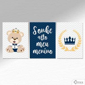 Kit De Placas Decorativas Ursinho Príncipe A4 MDF 3mm 30X20CM 4x0 Adesivo Fosco Corte Reto Fita Dupla Face 3M