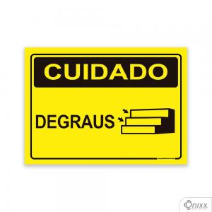 Placa Cuidado Com Os Degraus PVC 2mm  4/0 / Látex Adesivo Fosco Corte Reto Fita Dupla Face 3M