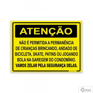 Placa de Aviso e Orientação para Uso de Garagem PVC 2mm  4/0 / Látex Adesivo Fosco Corte Reto Fita Dupla Face 3M