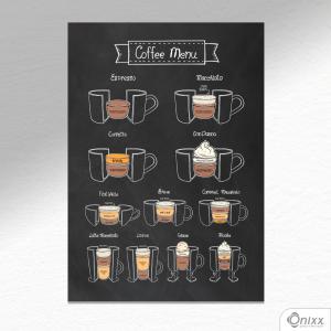 Placa Decorativa Coffee Menu A4 MDF 3mm 30X20CM 4x0 Adesivo Fosco Corte Reto Fita Dupla Face 3M