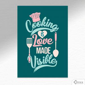 Placa Decorativa Cooking Is Love A4 MDF 3mm 30X20CM 4x0 Adesivo Fosco Corte Reto Fita Dupla Face 3M