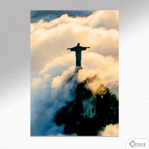 Placa Decorativa Cristo Redentor Entre Nuvens A4 MDF 3mm 30X20CM 4x0 Adesivo Fosco Corte Reto Fita Dupla Face 3M