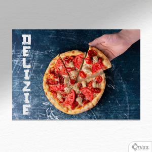 Placa Decorativa Delizie Pizza A4 MDF 3mm 30X20CM 4x0 Adesivo Fosco Corte Reto Fita Dupla Face 3M