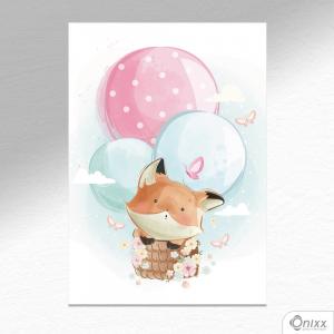 Placa Decorativa Fox Flying Balloon A4 MDF 3mm 30X20CM 4x0 Adesivo Fosco Corte Reto Fita Dupla Face 3M