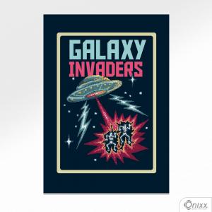 Placa Decorativa Galaxy Invaders A4 MDF 3mm 30X20CM 4x0 Adesivo Fosco Corte Reto Fita Dupla Face 3M