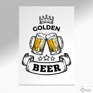 Placa Decorativa Golden Beer A4 MDF 3mm 30X20CM 4x0 Adesivo Fosco Corte Reto Fita Dupla Face 3M