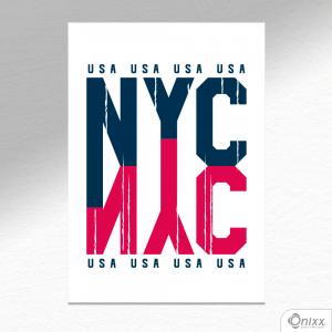 Placa Decorativa NYC A4 MDF 3mm 30X20CM 4x0 Adesivo Fosco Corte Reto Fita Dupla Face 3M