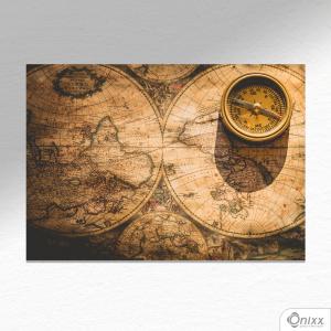 Placa Decorativa Old Map & Compass A4 MDF 3mm 30X20CM 4x0 Adesivo Fosco Corte Reto Fita Dupla Face 3M