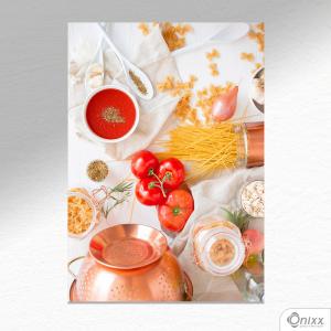 Placa Decorativa Pasta & Tomato A4 MDF 3mm 30X20CM 4x0 Adesivo Fosco Corte Reto Fita Dupla Face 3M