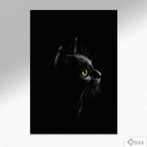 Placa Decorativa Série Animais Black ( Gato ) A4 MDF 3mm 30X20CM 4x0 Adesivo Fosco Corte Reto Fita Dupla Face 3M