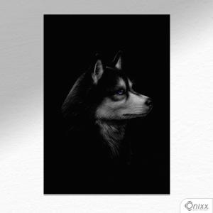 Placa Decorativa Série Animais Black ( Husky Siberiano ) A4 MDF 3mm 30X20CM 4x0 Adesivo Fosco Corte Reto Fita Dupla Face 3M