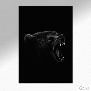 Placa Decorativa Série Animais Black ( Urso ) A4 MDF 3mm 30X20CM 4x0 Adesivo Fosco Corte Reto Fita Dupla Face 3M