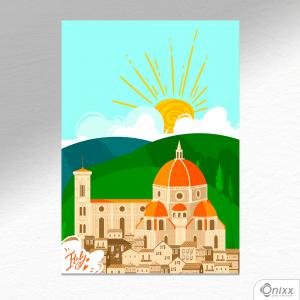 Placa Decorativa Série Love Italy Florence Cathedral A4 MDF 3mm 30X20CM 4x0 Adesivo Fosco Corte Reto Fita Dupla Face 3M