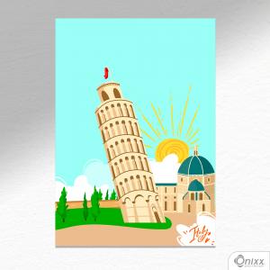 Placa Decorativa Série Love Italy Tower Of Pisa A4 MDF 3mm 30X20CM 4x0 Adesivo Fosco Corte Reto Fita Dupla Face 3M