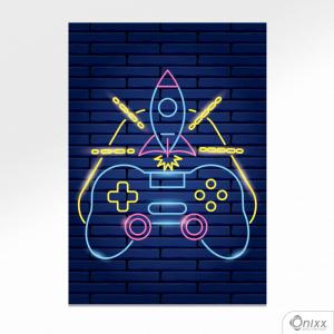 Placa Decorativa Série Neon Modern Joystick A4 MDF 3mm 30X20CM 4x0 Adesivo Fosco Corte Reto Fita Dupla Face 3M