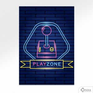 Placa Decorativa Série Neon Play Zone A4 MDF 3mm 30X20CM 4x0 Adesivo Fosco Corte Reto Fita Dupla Face 3M