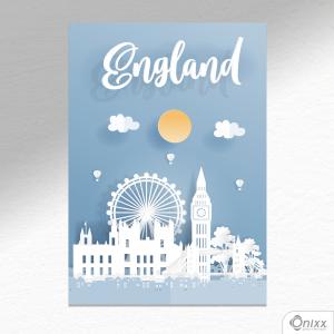 Placa Decorativa Série Papercut England A4 MDF 3mm 30X20CM 4x0 Adesivo Fosco Corte Reto Fita Dupla Face 3M