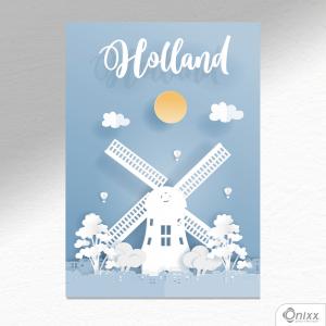 Placa Decorativa Série Papercut Holland A4 MDF 3mm 30X20CM 4x0 Adesivo Fosco Corte Reto Fita Dupla Face 3M