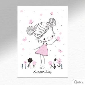 Placa Decorativa Sweet Girl Summer Day A4 MDF 3mm 30X20CM 4x0 Adesivo Fosco Corte Reto Fita Dupla Face 3M