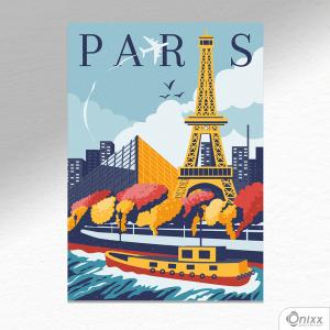 Placa Decorativa Travel To Paris A4 MDF 3mm 30X20CM 4x0 Adesivo Fosco Corte Reto Fita Dupla Face 3M