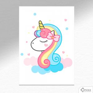 Placa Decorativa Unicorn Cute A4 MDF 3mm 30X20CM 4x0 Adesivo Fosco Corte Reto Fita Dupla Face 3M