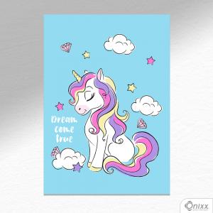 Placa Decorativa Unicorn Dream A4 MDF 3mm 30X20CM 4x0 Adesivo Fosco Corte Reto Fita Dupla Face 3M