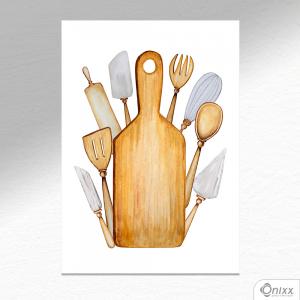 Placa Decorativa Wooden Cuisine A4 MDF 3mm 30X20CM 4x0 Adesivo Fosco Corte Reto Fita Dupla Face 3M