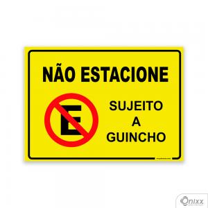 Placa Não estacione Sujeito a guincho PVC 2mm  4/0 / Látex Adesivo Fosco Corte Reto Fita Dupla Face 3M