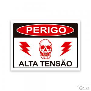 Placa Perigo Alta Tensão 2 PVC 2mm  4/0 / Látex Adesivo Fosco Corte Reto Fita Dupla Face 3M