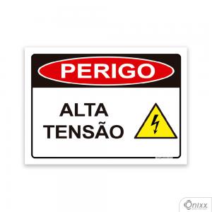 Placa Perigo Alta Tensão PVC 2mm  4/0 / Látex Adesivo Fosco Corte Reto Fita Dupla Face 3M