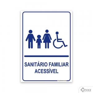 Placa Sanitário Familiar Acessível PVC 2mm  4/0 / Látex Adesivo Fosco Corte Reto Fita Dupla Face 3M