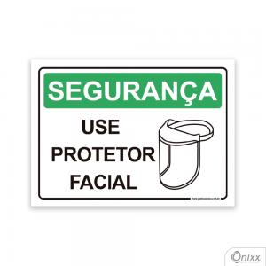 Placa Segurança Use Protetor Facial PVC 2mm  4/0 / Látex Adesivo Fosco Corte Reto Fita Dupla Face 3M