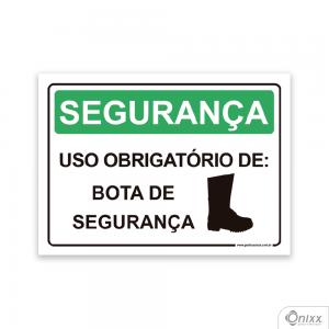 Placa Segurança: Uso Obrigatório De Bota De Segurança PVC 2mm  4/0 / Látex Adesivo Fosco Corte Reto Fita Dupla Face 3M