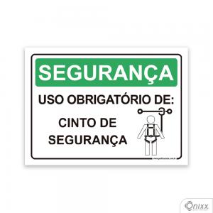 Placa Segurança: Uso Obrigatório De Cinto De Segurança PVC 2mm  4/0 / Látex Adesivo Fosco Corte Reto Fita Dupla Face 3M