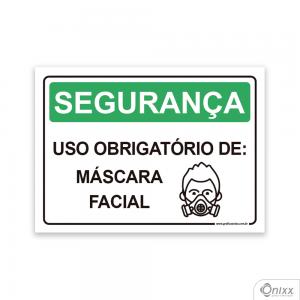 Placa Segurança: Uso Obrigatório De Máscara Facial PVC 2mm  4/0 / Látex Adesivo Fosco Corte Reto Fita Dupla Face 3M