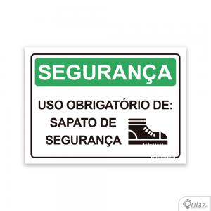 Placa SEGURANÇA: Uso Obrigatório De Sapato De Segurança PVC 2mm  4/0 / Látex Adesivo Fosco Corte Reto Fita Dupla Face 3M