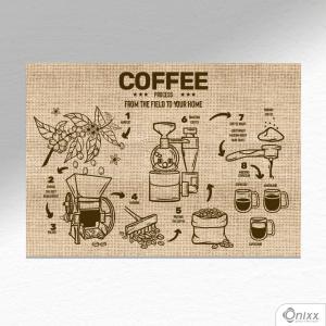 Placa Decorativa Processo de Café A4 MDF 3mm 30X20CM 4x0 Adesivo Fosco Corte Reto Fita Dupla Face 3M