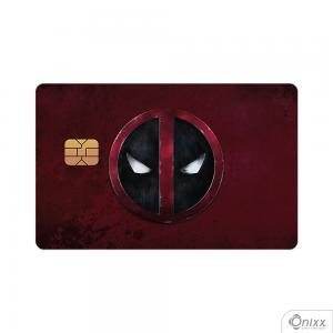 Skin Card Deadpool Symbol Adesivo Vinílico 0,10 8,5x5,4cm 4x0 / Impressão Digital  Corte Contorno 