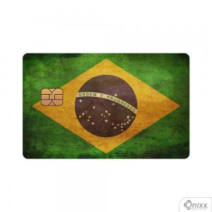 Skin Card Flag Brasil Adesivo Vinílico 0,10 8,5x5,4cm 4x0 / Impressão Digital  Corte Contorno 