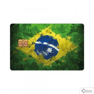 Skin Card Flag Brasil Pintura Adesivo Vinílico 0,10 8,5x5,4cm 4x0 / Impressão Digital  Corte Contorno 
