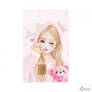 Skin Card Girl Be Happy Adesivo Vinílico 0,10 8,5x5,4cm 4x0 / Impressão Digital  Corte Contorno 