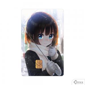 Skin Card Girl In The Rain Adesivo Vinílico 0,10 8,5x5,4cm 4x0 / Impressão Digital  Corte Contorno 