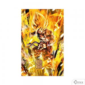 Skin Card Goku SS1 Adesivo Vinílico 0,10 8,5x5,4cm 4x0 / Impressão Digital  Corte Contorno 