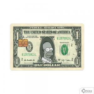 Skin Card Homer One Dollar Adesivo Vinílico 0,10 8,5x5,4cm 4x0 / Impressão Digital  Corte Contorno 