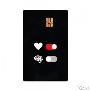 Skin Card Pense Com O Coração Adesivo Vinílico 0,10 8,5x5,4cm 4x0 / Impressão Digital  Corte Contorno 