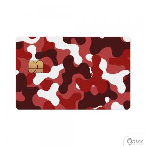Skin Card Red Camo Adesivo Vinílico 0,10 8,5x5,4cm 4x0 / Impressão Digital  Corte Contorno 