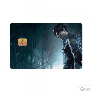 Skin Card Resident Evil 2 - Leon Adesivo Vinílico 0,10 8,5x5,4cm 4x0 / Impressão Digital  Corte Contorno 
